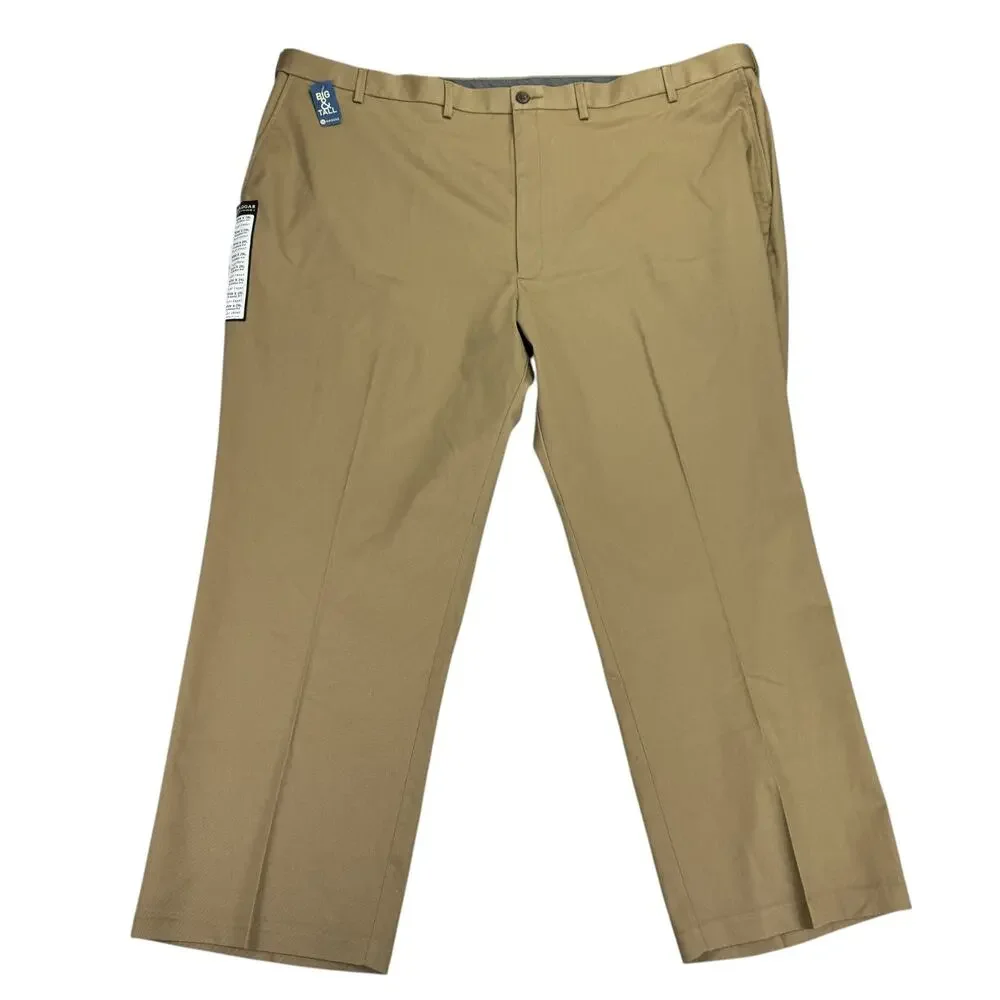 Haggar Mens Premium No Iron Classic Fit Stretch Dress Pants British Khaki 50x29